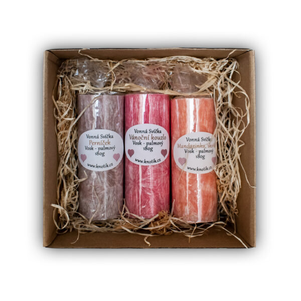 Dárková krabička - palmové svíčky - 3x 180g